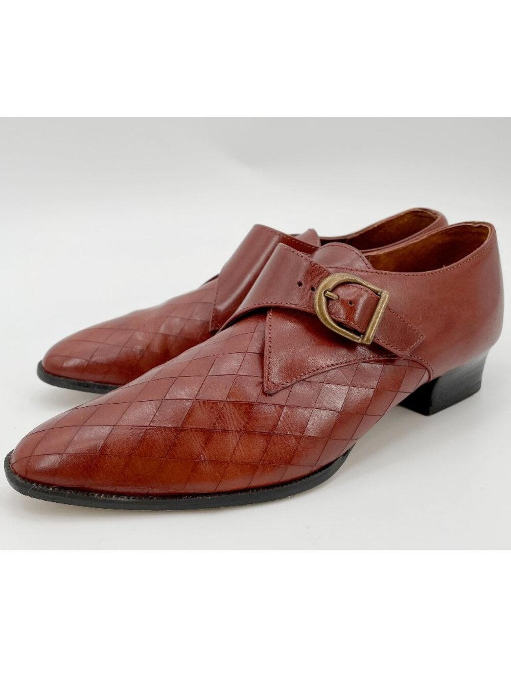 Vintage 80s Mobility Brown Leather Pointed Heeled Buckle Loafer Brogues 7.5